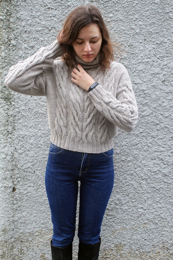 chunky knit turtleneck sweater