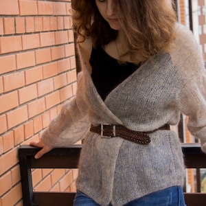 Short Mohair Cardigan Jacket Crop, Loose Knit Oversized Fluffy Sweater Coat, Soft Fuzzy Open Front Summer Cover Up, Bohemian clothing