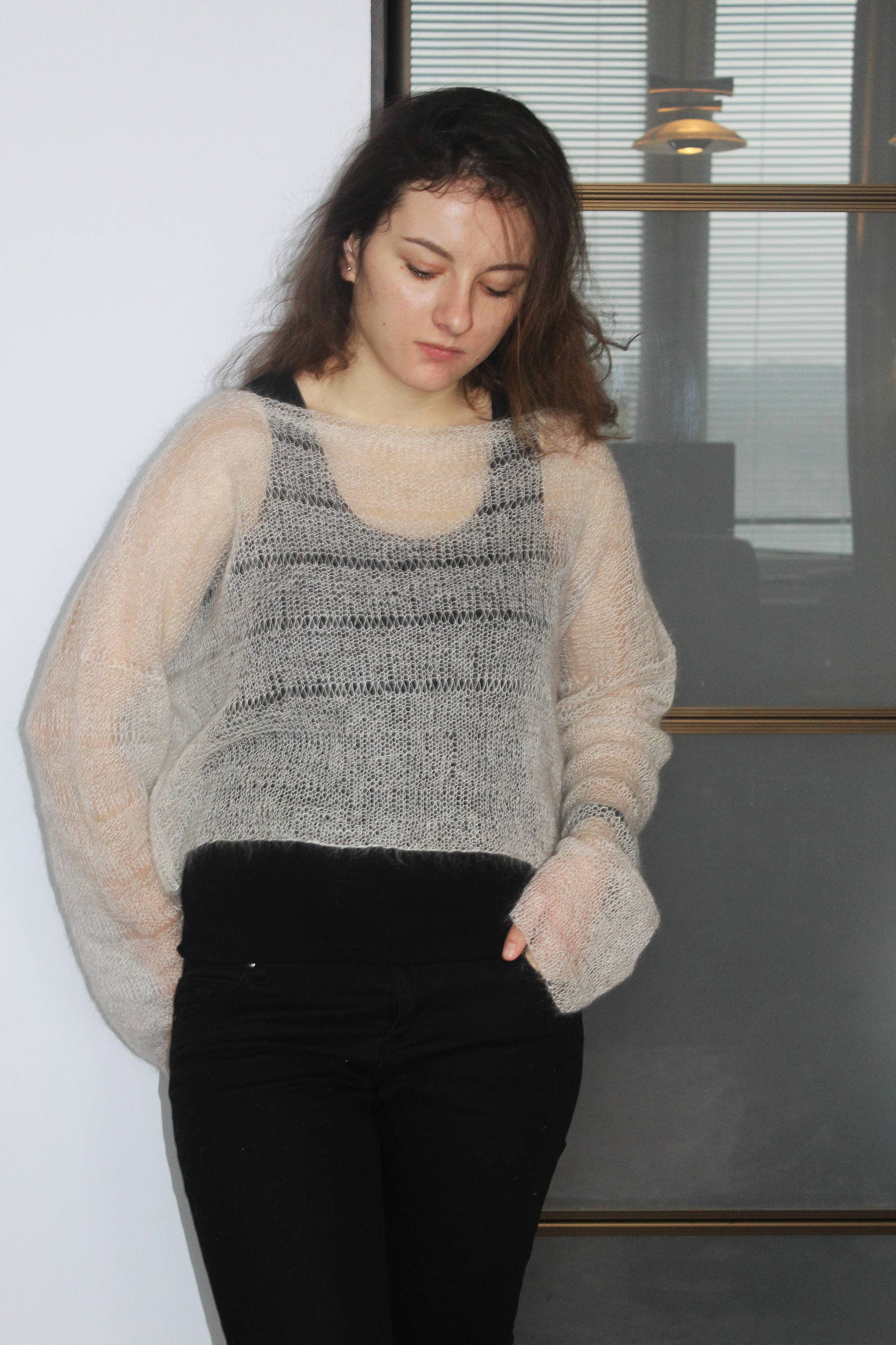 Oversize Fuzzy Mohair Sweater Jumper Extra Long Sleeve off - Etsy