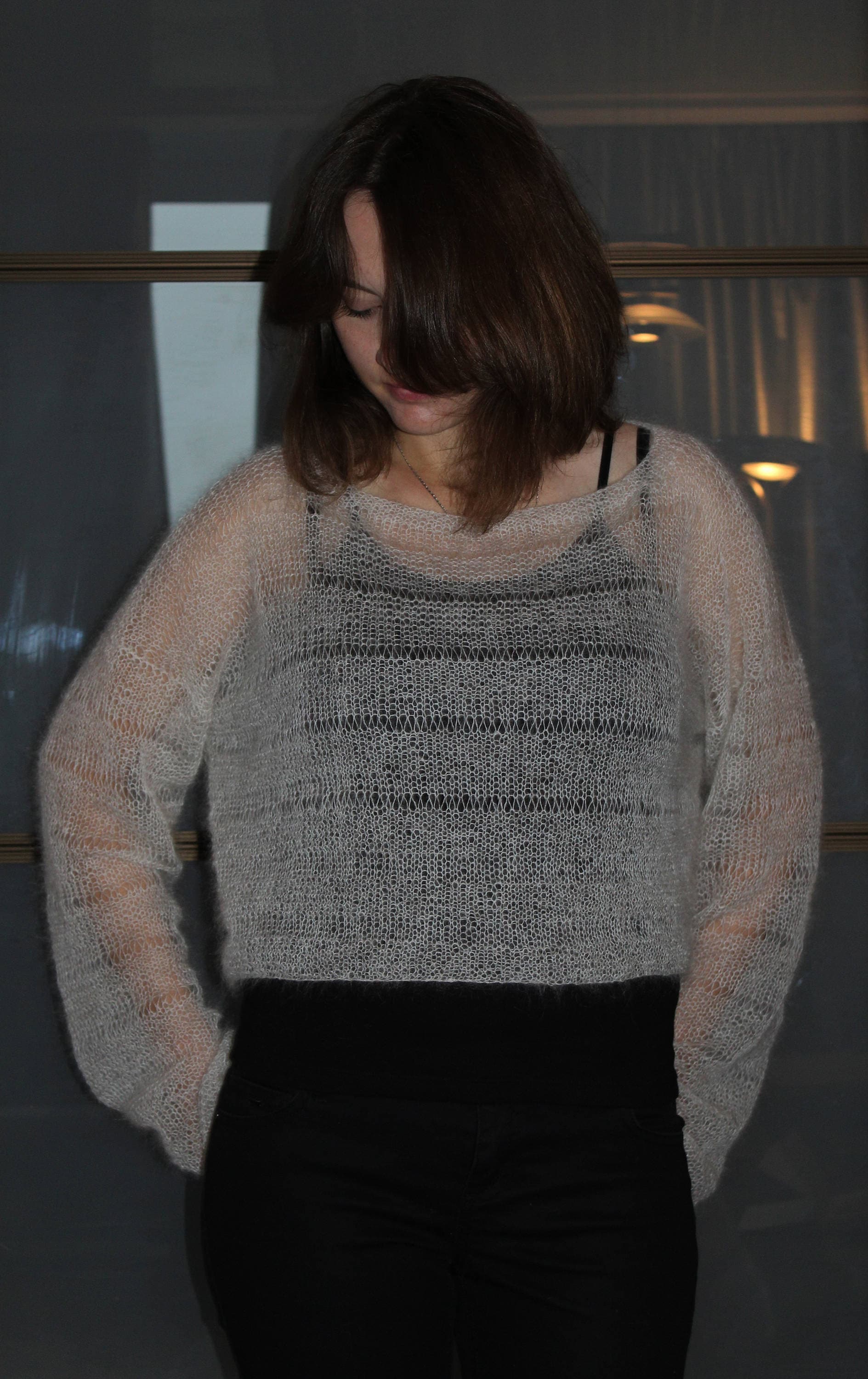 Oversized Fuzzy Striped Sweater