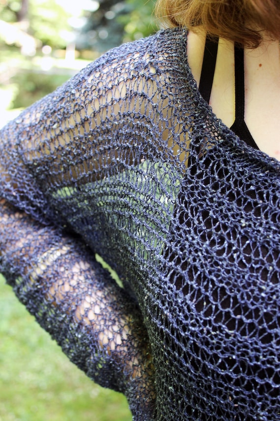 Oversize Distressed Bouret Silk Sweater off Shoulder, Loose
