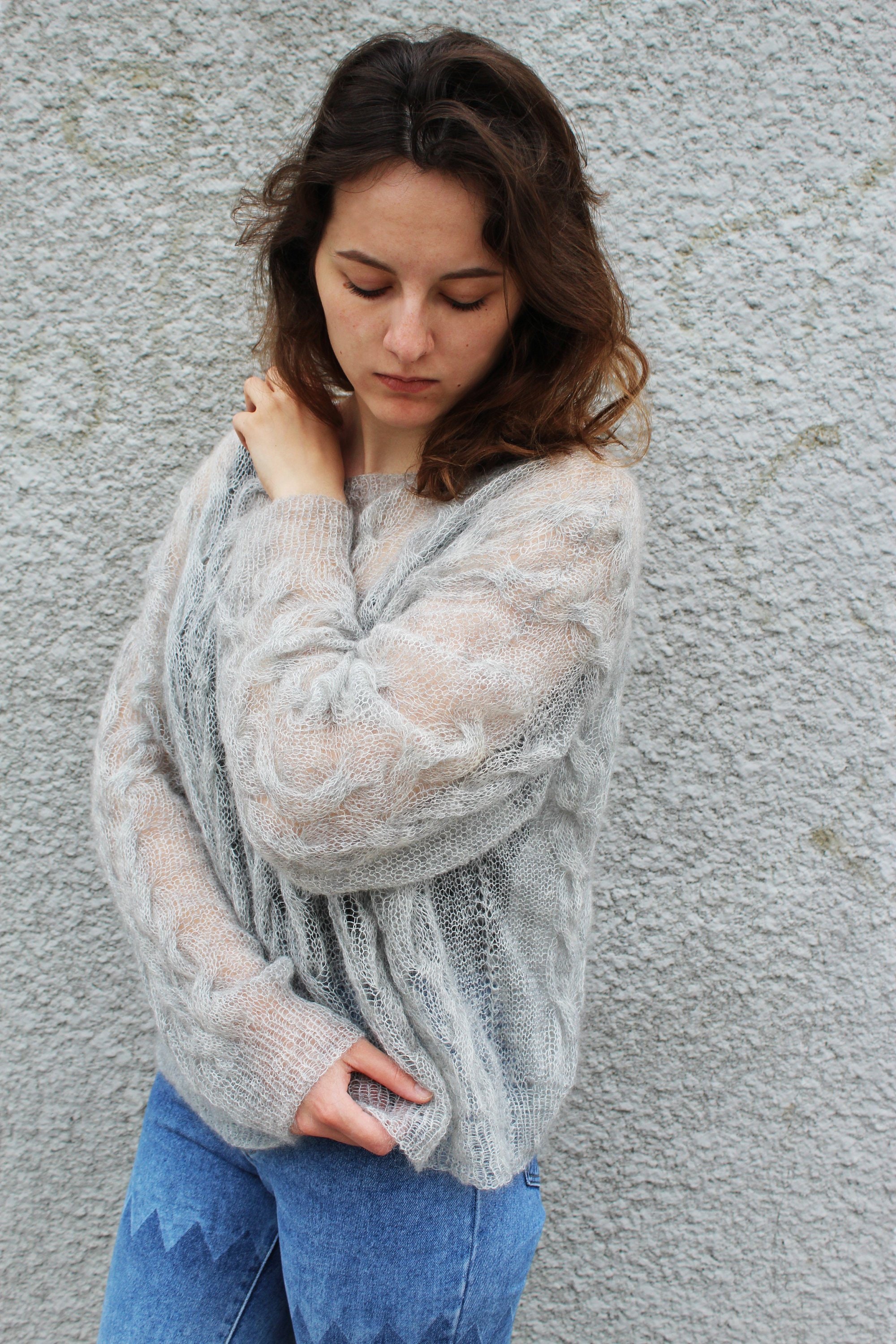 Mohair Sweater PDF Knitting Pattern Printable Oversized Cable Etsy UK