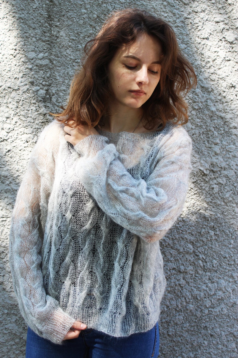 Mohair sweater PDF knitting pattern printable Oversized cable Etsy