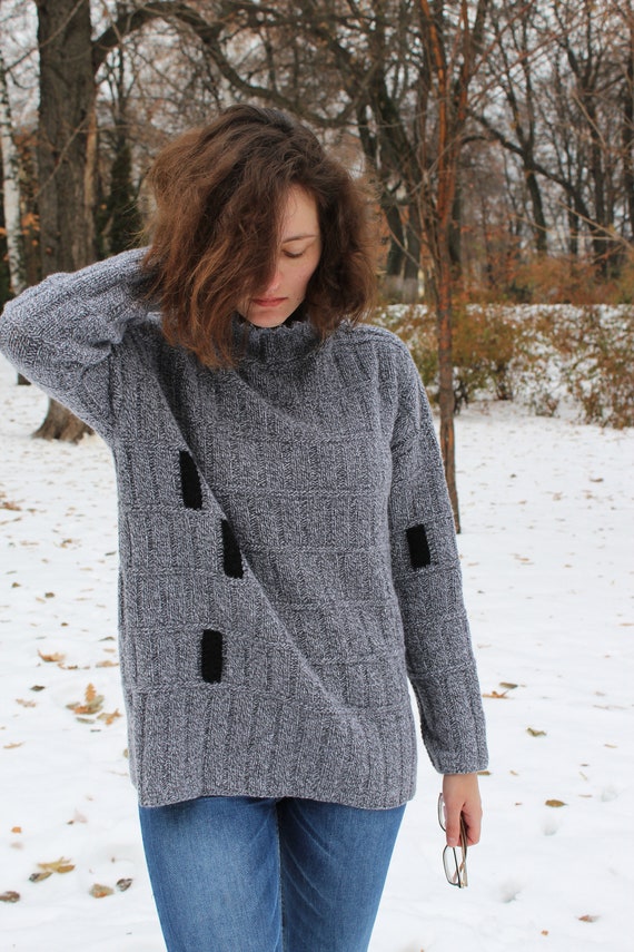 Women/'s Ladies Soft Melange Cable Knit Cowl Neck Tunic Mini Dress