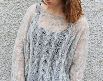 Oversized Cable Knit Fuzzy Mohair Sweater Pullover, Loose Knit Cropped Sweater Jumper, Long Sleeve Crop Top, Bohemian Clothing MADE TO ORDER - Etsy Oversized Cable Knit Fuzzy Mohair Sweater Pullover, Loose Knit Cropped Sweater Jumper, Long Sleeve Crop Top, Bohemian Clothing MADE TO ORDER - Etsy