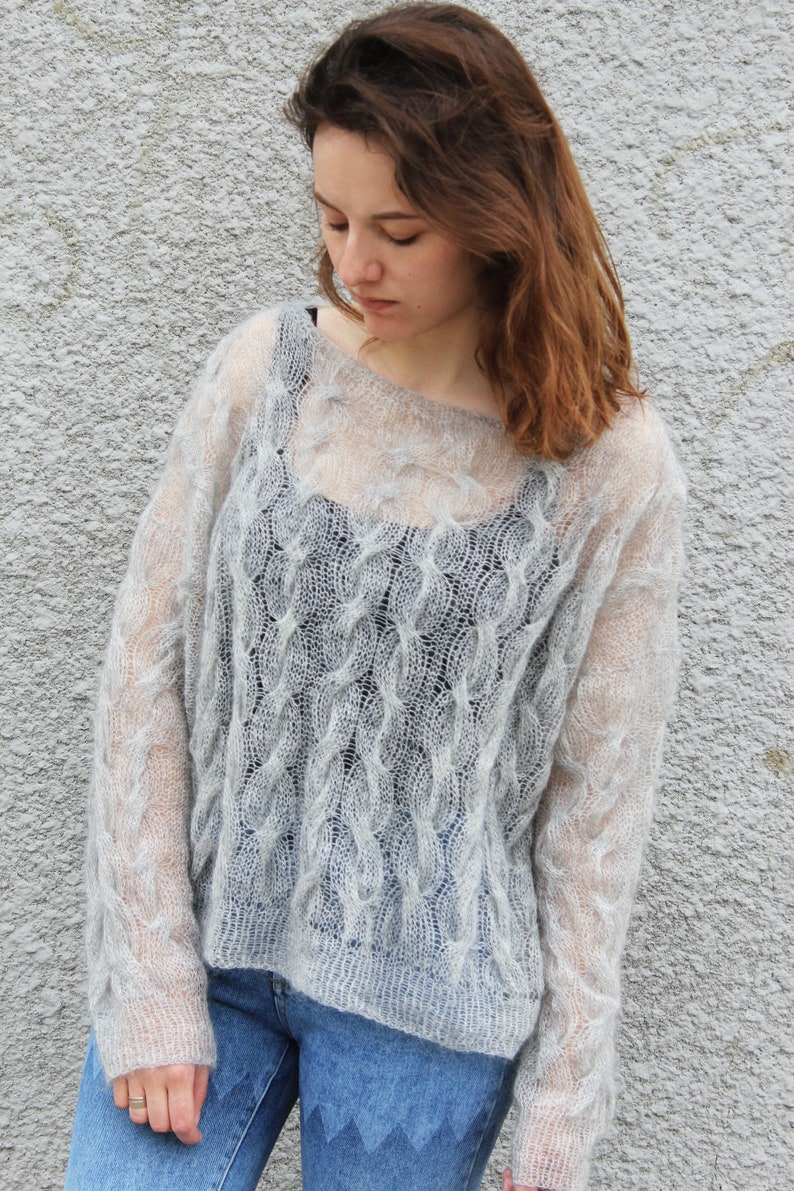 Mohair sweater PDF knitting pattern printable Oversized cable Etsy