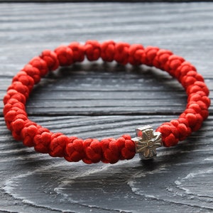 Orthodox Prayer Rope bracelet 33 knots brojanica komboskini red orthodox jewelry Christian bracelet, Christian jewelry