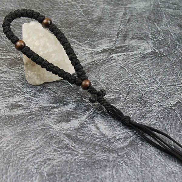 Black Pocket Prayer Rope 33 knots with tassel , Greek orthodox chotki, christian prayer rope