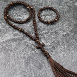 Corde de prière orthodoxe brune, chapelet orthodoxe, corde chrétienne pour la méditation profonde et la connexion spirituelle