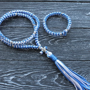 Two color set: Orthodox Prayer Rope Rosary 100 knots + bracelet 30 knots, brojanica, komboskini, christian jewelry, christian bracelet