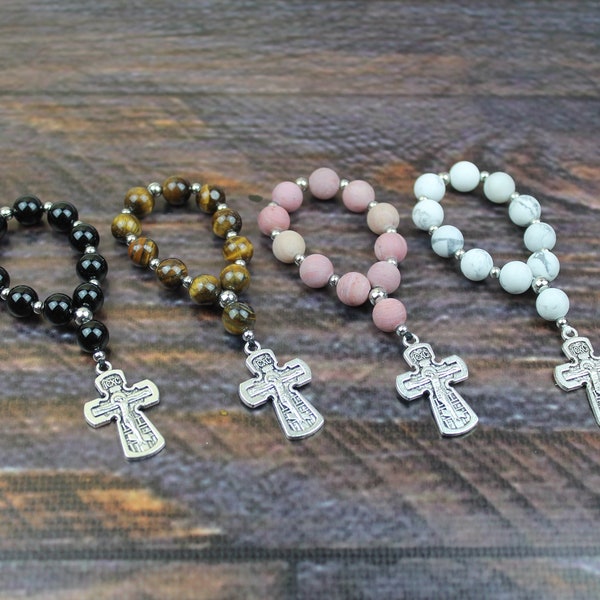 Orthodox Finger Prayer beads,  Orthodox Pocket Beads, One Decade Rosary, Christian prayer beads, Orthodox cross rosary, Mini rosary