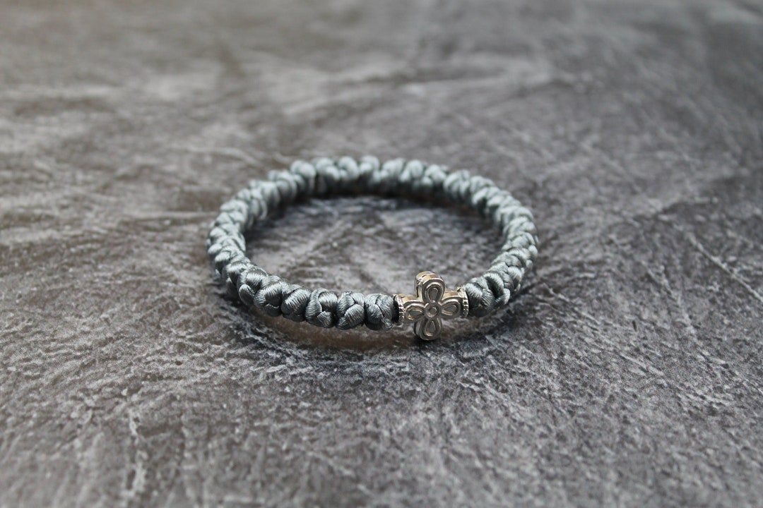 Orthodox Prayer Rope Bracelet 33 Knots Gray, Christian Bracelet ...