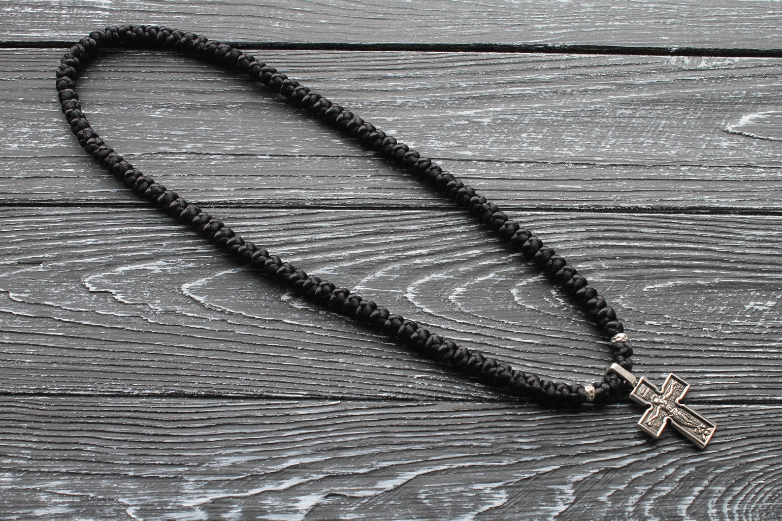 Cross Necklace Orthodox Prayer Rope 100 Knots Komboskini Etsy