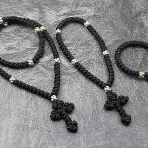 Orthodox Prayer Rope 30-200 knots, Orthodox komboskini, Christian knotted prayer rope, Black eastern rosary, Religious handmade  gift