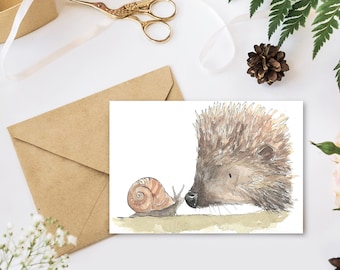 Greetings Card - Hedgehog and Snail