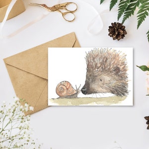 Greetings Card - Hedgehog and Snail