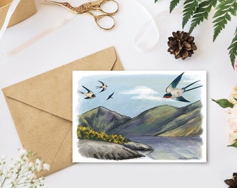 Greetings Card - Swallow and Fells