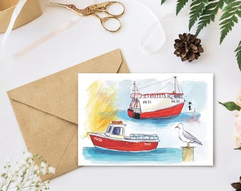 Greetings Card - Red Boats
