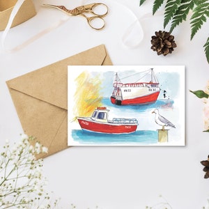 Greetings Card - Red Boats