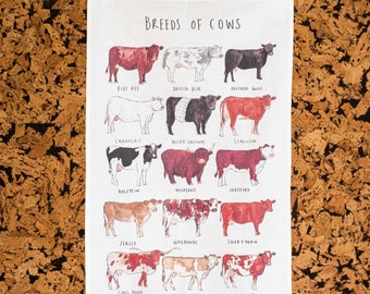 Tea Towel - Breeds of Cows