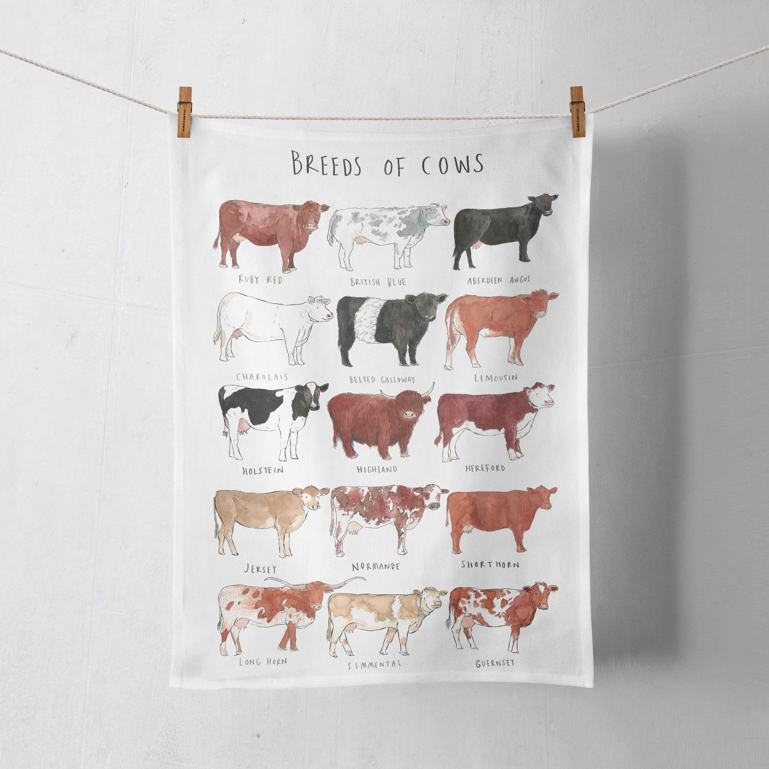 Im Just a Girl Who Loves Cows Funny Brown Cow Floral Microfiber Waffle Kitchen Towel Farm Gift for Her 
