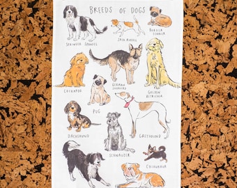 Tea Towel - Breeds of Dogs