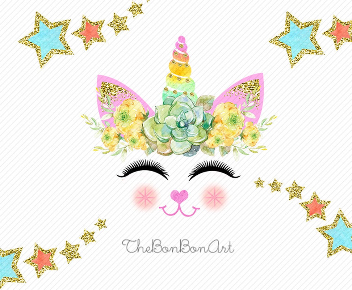 Watercolor Unicorn Clipart. Unicorn Printable. Golden Unicorns Gold ...
