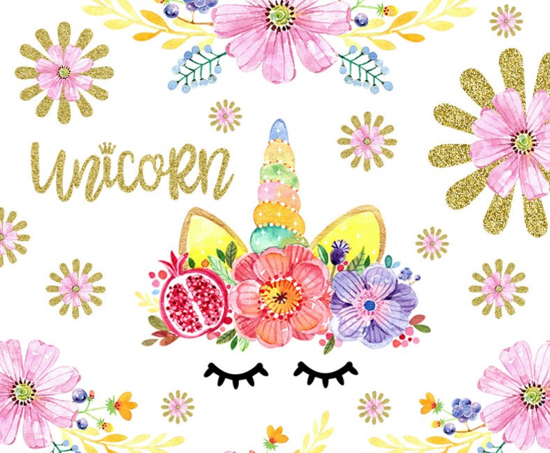 Watercolor Unicorn Clipart. Unicorn Printable. Pumpkin Clipart. Pumpkin ...