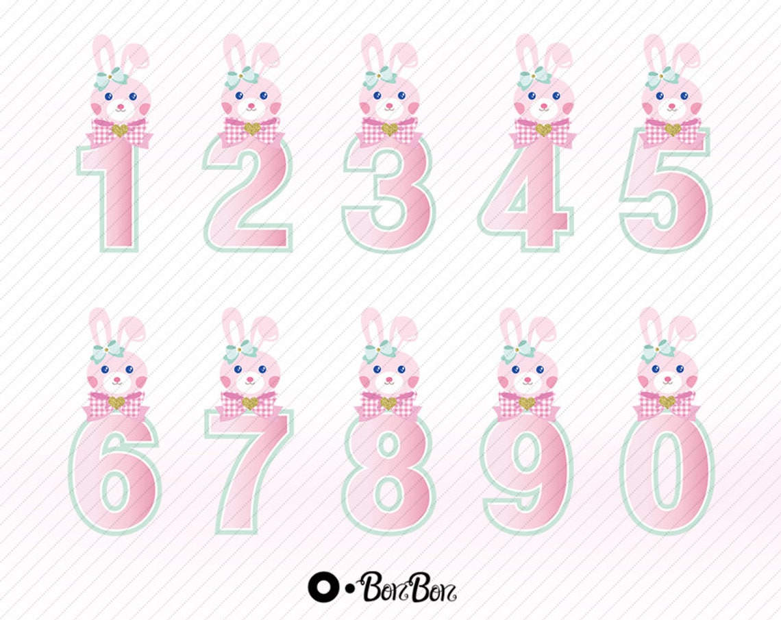 Easter Bunny Numbers, Birtday Numbers ,bunny Numbers Clipart, Easter