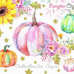 Pumpkin watercolor clipart, Pumpkin clipart,  Autumn clipart, Halloween clipart, orange Leaves, fall clipart, kids party clipart. digital