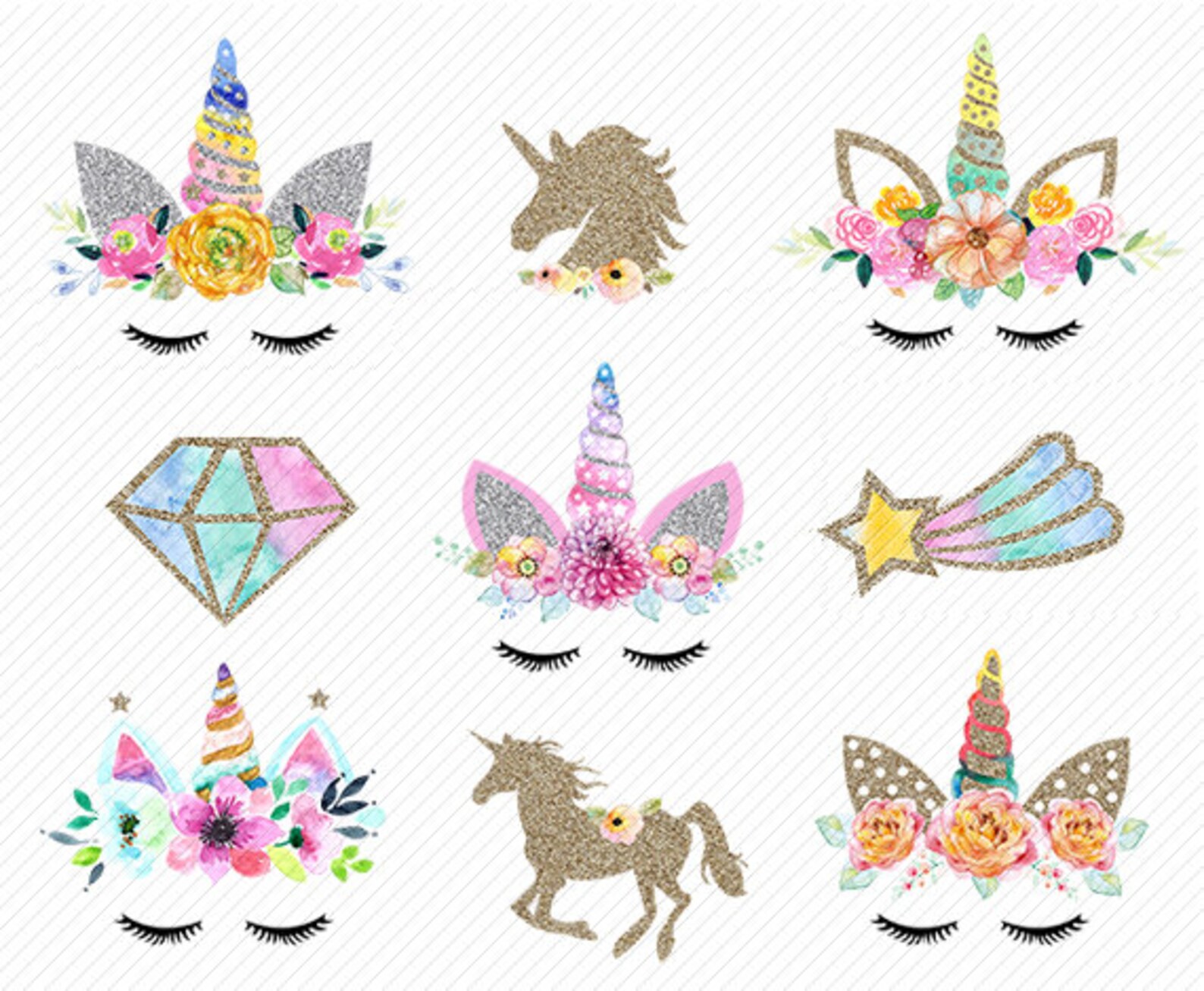 watercolor unicorn clipart unicorn printable golden