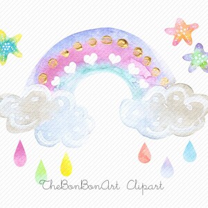 watercolor Unicorn Clipart. Unicorn Printable. Baby Shower Kids Party clipart. rainbow, clipart illustration.diy baby birthday invite. image 4