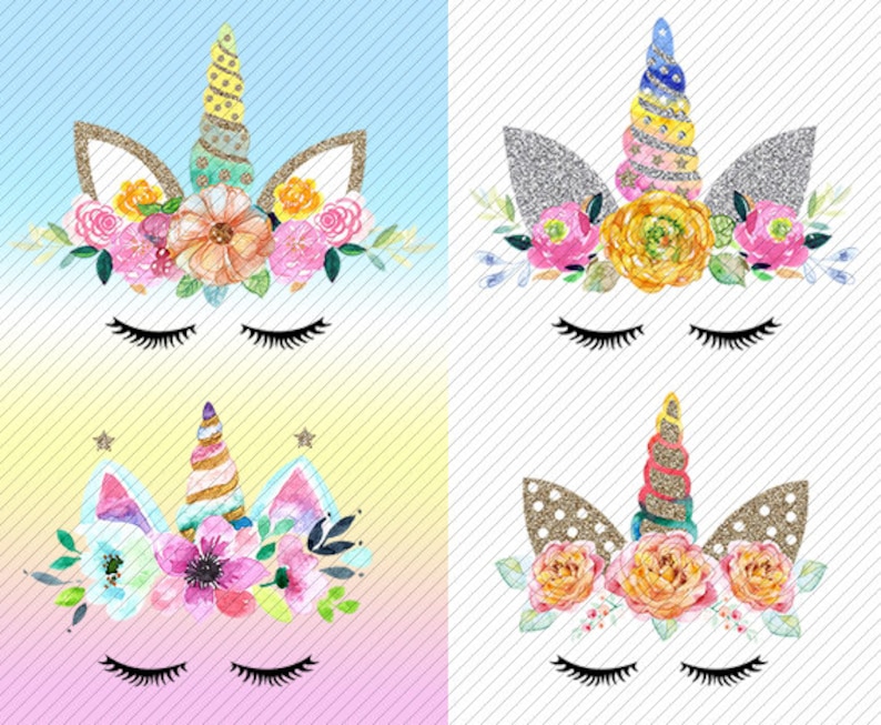 watercolor unicorn clipart unicorn printable golden unicorns etsy