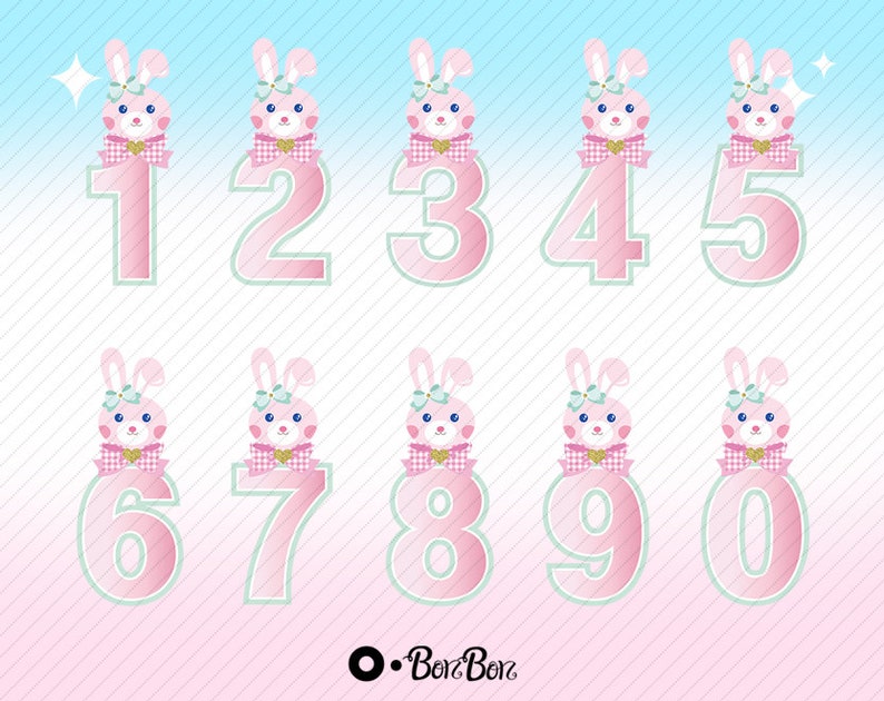 Easter Bunny Numbers Birtday Numbers bunny Numbers Clipart Etsy