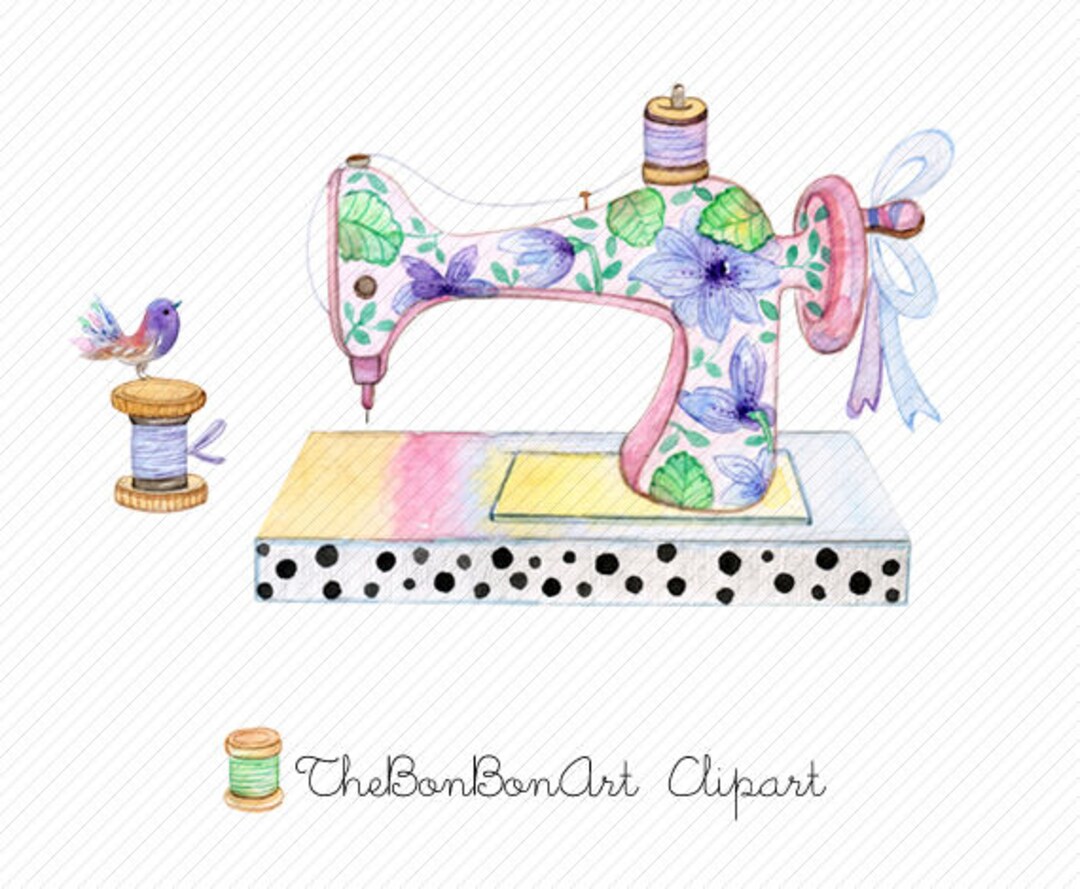 Watercolor Clipart. Vintage Sewing Clipart. Sewing Clipart. Seamstress ...