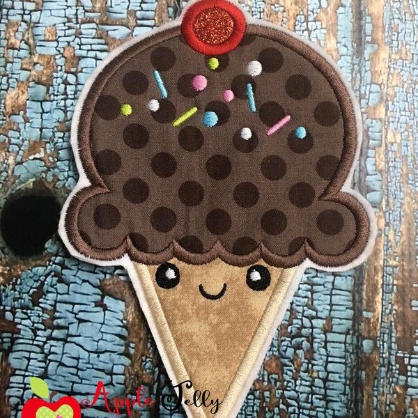 Kawaii IceCream Applique Design