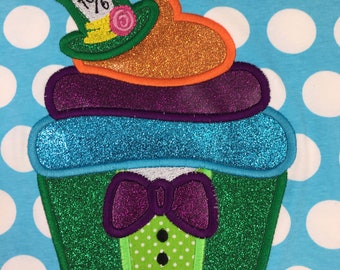 Mad Hatter Cupcake Applique Design