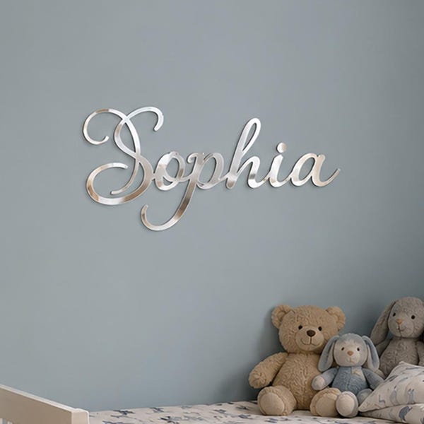 Mirror Acrylic Name Sign for Nursery | Personalized Gold Wall Letters | Custom Kids Room Decor