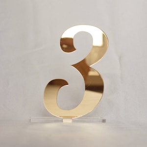 Chic stylish Gold mirror acrylic table numbers for Wedding Table Numbers, Wedding Table Decor, Table Numbers, image 1