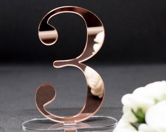 Rose Gold Mirror Acrylic Table Numbers, golden Wedding Table Numbers, mirrorred Wedding Table Decor, Table Numbers