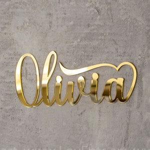 Gold mirror large personalized name sign, wall mirror name sign, Baby name sign, Custom Name room decor Plaque Letters Backdrops Party decor image 2