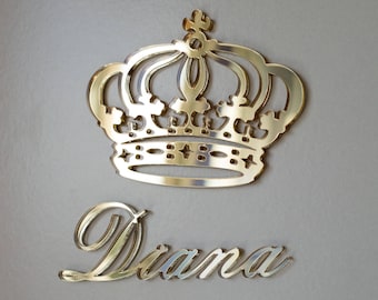 Princess crown Crown Prince Royal Crown with Your Name Personalized queen crown Royal Crown Wall Decor Custom Hanging Signs Living room Art