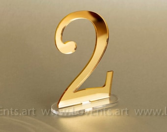 Gold Mirror Acrylic Table Numbers, Wedding Table Decor