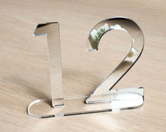 silver mirror acrylic Table Numbers, gold wedding table numbers, Wedding Table Decor, golden Table Numbers