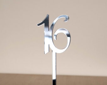Big Silver mirror table numbers, Modern Wedding Gold decor