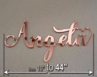 Large personalized mirror name sign Rose gold backdrop name sign Custom baby name symbol Room decor Backdrops Party Decor