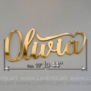 Gold mirror large personalized name sign, wall mirror name sign, Baby name sign, Custom Name room decor Plaque Letters Backdrops Party decor image 1