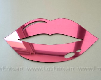 Rose Gold Lips Mirror, Acrylic Wall Decor, Salon Beauty Shop Sign