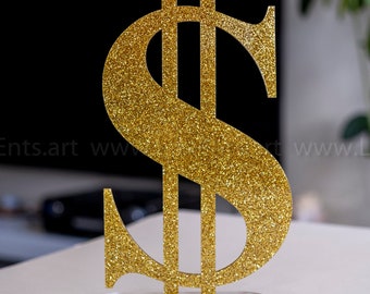 Large dollar glitter or gold mirror freestanding sign glitter money sign Custom dollar symbol Money art for room decor Floorstanding dollar
