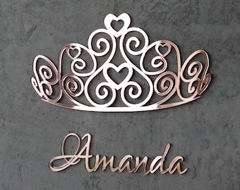 Princess and royal personalized crown with your child's name Royal Crown Children's Wall art Royal crown Fun Kids decor